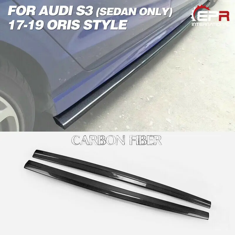 

Боковые юбки из углеродного волокна для Audi S3 (седан) 17-19 Oris, удлинитель Addon Trim, 2 шт., боди