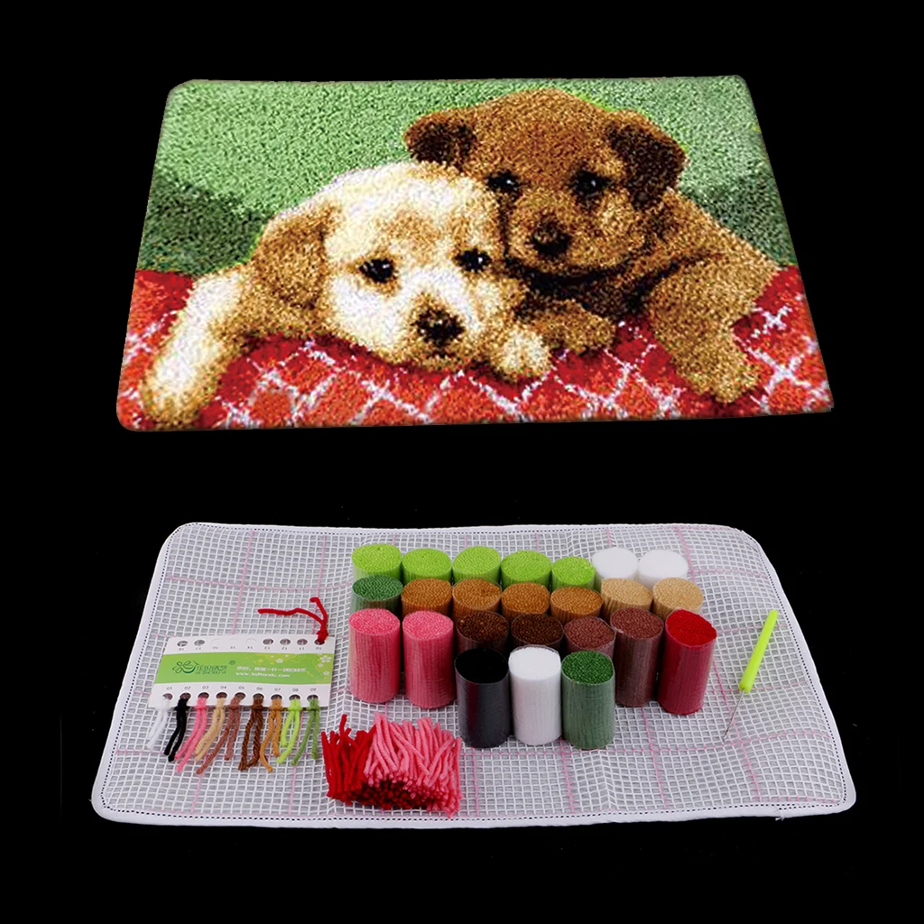 Animal Latch Hook Carpet Kit With Basic Tool for Children Beignners - Dog