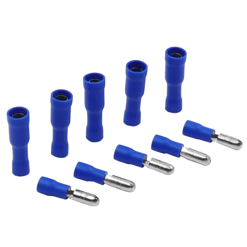 100PCS Blue Assorted Female + Male Bullet Butt Connector Insulated Crimp Wire Terminals kit for power cut or replacement parts.