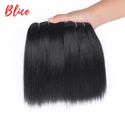 Blice 10-22 Inch Hair Weaving 1 Piece/PCK Natural Color Bundles Yaki Straight Double Weft Synthetic Hair Extensions Mixed Hair