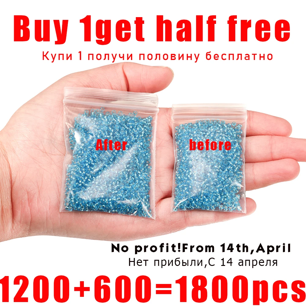 1200pcs Get Free 600pcs Czech Cylindrical Seed Beads Needle Beads  Hexagon Glass Loose Bead for Bracelet Necklace Jewelry Making