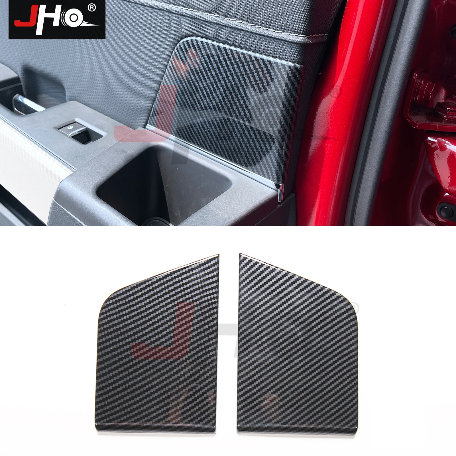 

JHO ABS Carbon Grain Inner Rear Door Panel Overlay Cover Trim Fit for Ford F150 2021 2022 2023 Raptor Car Accessories