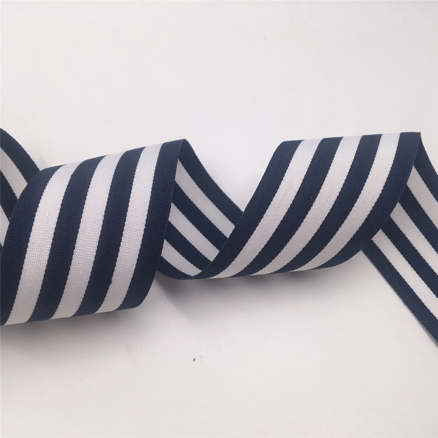 5 Yards/lot 15/25/38mm Navy Blue Stripe Printed Grosgrain Ribbons Handmade Hair Bows for Decoration Gift Wrapping DIY Holiday