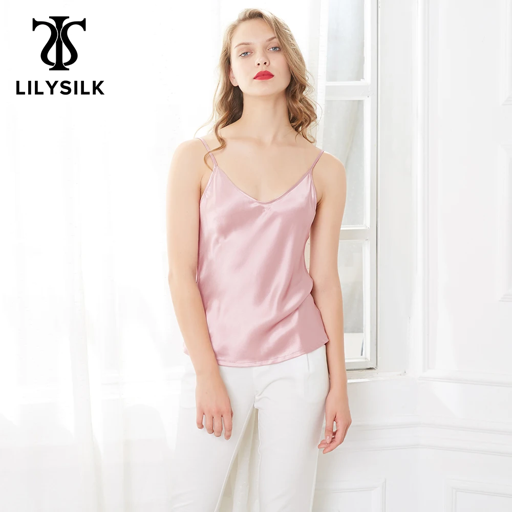 LILYSILK Pure Silk Camisole Women Top 100 Real Mulberry Charmeuse 19MM Natural V Neck Basics Tops