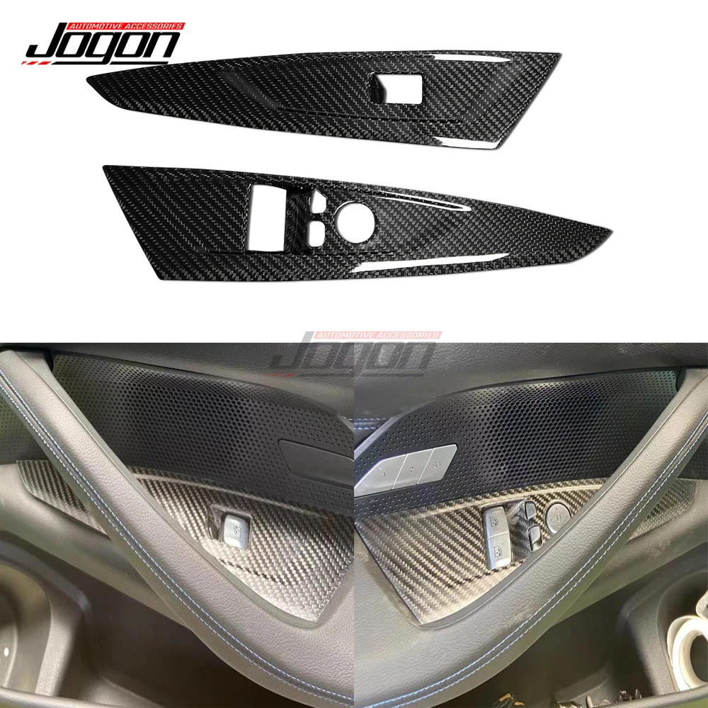 2pcs LHD Real Carbon Fiber For BMW 4 Series G22 2021 2-Door Coupe Car Window Switch Lift Button Panel Cover Trim Accessories