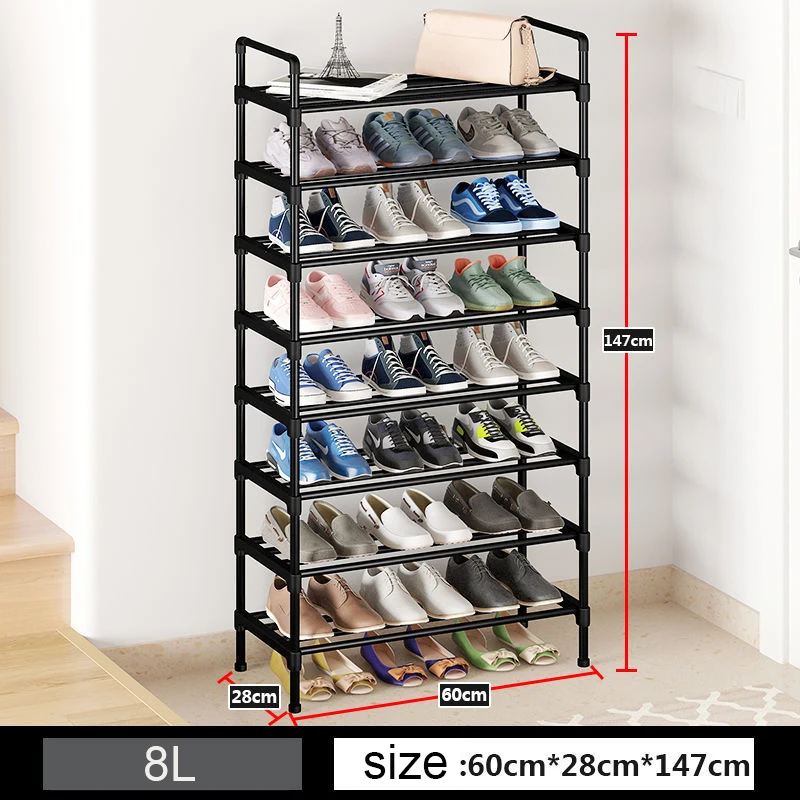 Shoe Rack Simple Assemble Metal Shoes Shelf Footwear ShoeRack Space Saving Shoes Organizer Stand Holder Black Shoe Shelf Cabinet