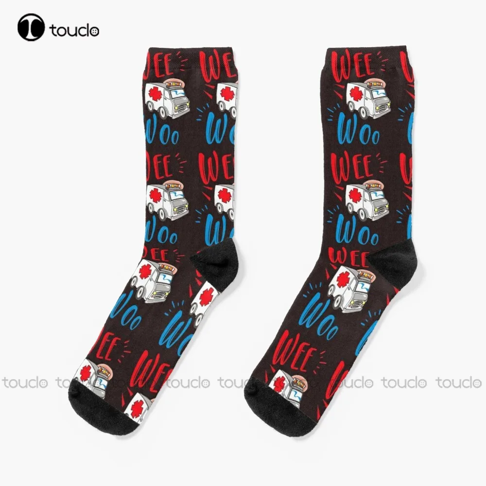 Wee Woo Ambulance Funny Nurse Doctor Gift, Paramedic Socks Running Socks Personalized Custom Unisex Adult Teen Youth Socks