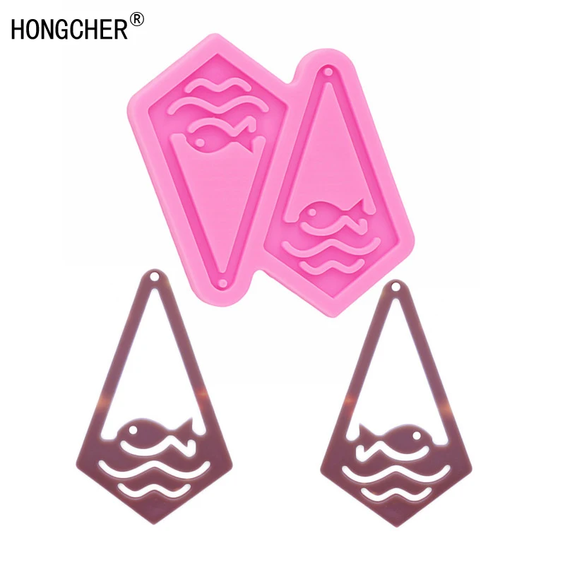 

Shiny New Fish hollow geometric pattern earrings environmentally friendly silicone mold, fashion jewelry pendant making tools