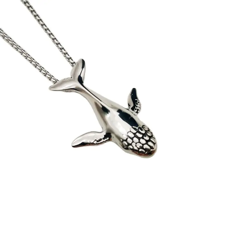 2021 SS fashion vintage men Whale pendant necklace hip hop 316l stainless steel Ocean fish statement jewelry chain gift