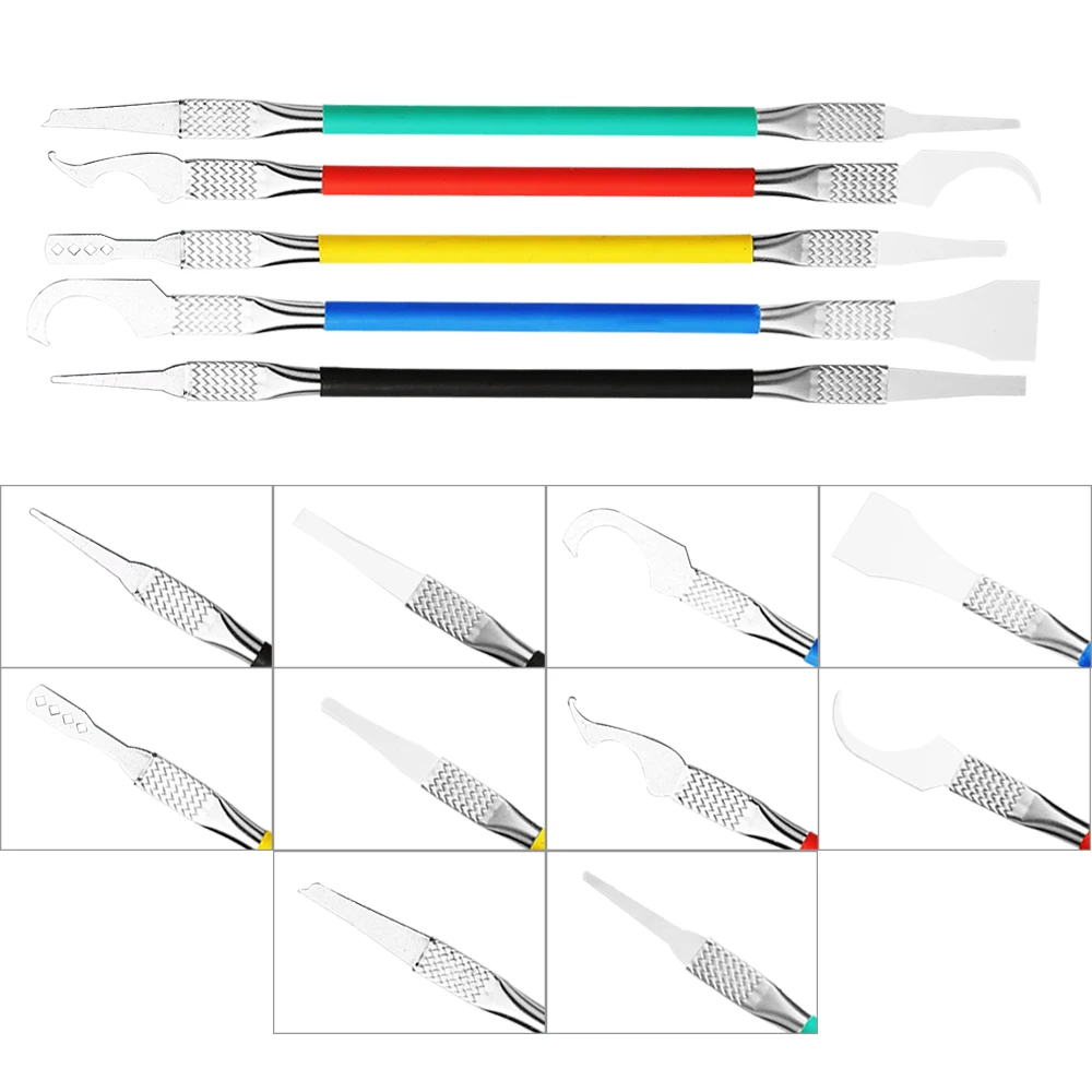 Kit di strumenti per la riparazione del telefono cellulare 5 in 1 lame per Chip IC in metallo smontare il piede di porco Set di utensili manuali per l'apertura della leva per la riparazione della tazza BGA