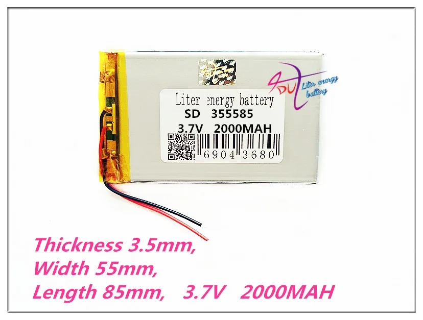 355585 3.7V 2000MAH Polymer rechargeable batteries E-book 313586 MP3 MP4 MP5 power bank DVD DVR GPS PDA 305585