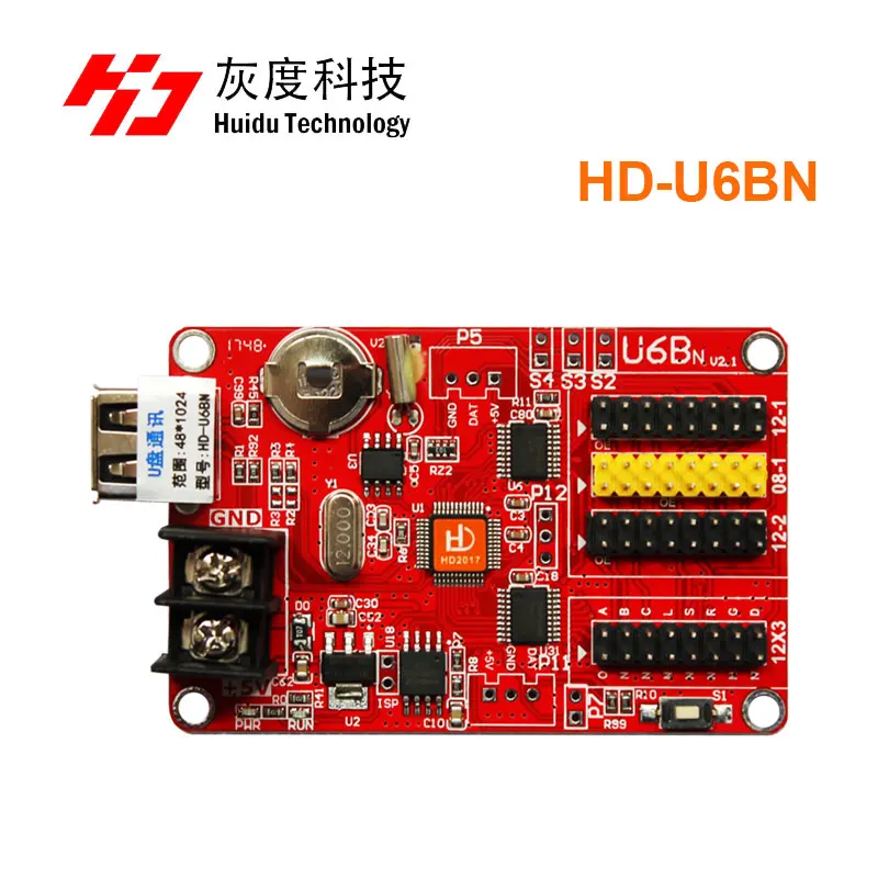 Huidu HD-U6BN temperature sensor 1024*48 single & dual color usb led control card huidu U6BN for P10 led module