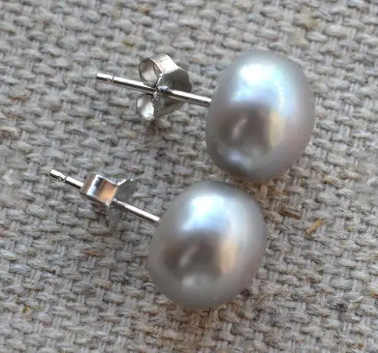 Boucles d'Oreilles en Perles Naturelles AAA de 10mm, Clou en Argent 925 Gris d'Eau Douce, Bijoux Fins de Mariage pour Demoiselle d'Honneur, Cadeau de Charme pour Femme, Nouvelle Collection