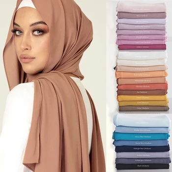 Nouvelle mode femmes solide mousseline de soie foulard prêt ...