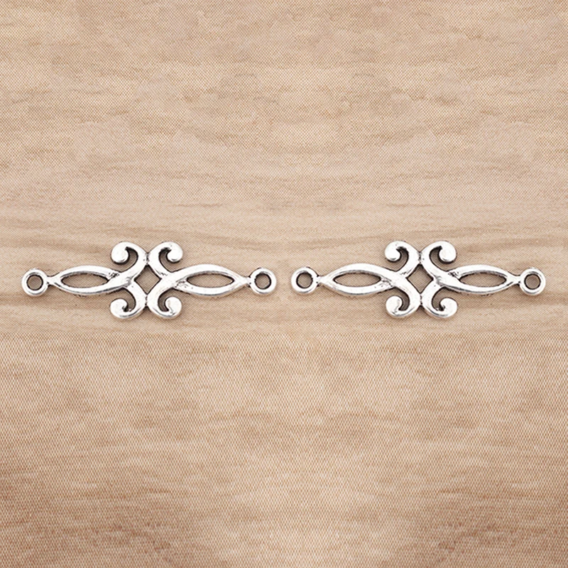 50pcs Tibetan Silver Celtics Swirl Spiral Vortex Connector Charms for Jewellery Making Findings Accessories 30x9mm