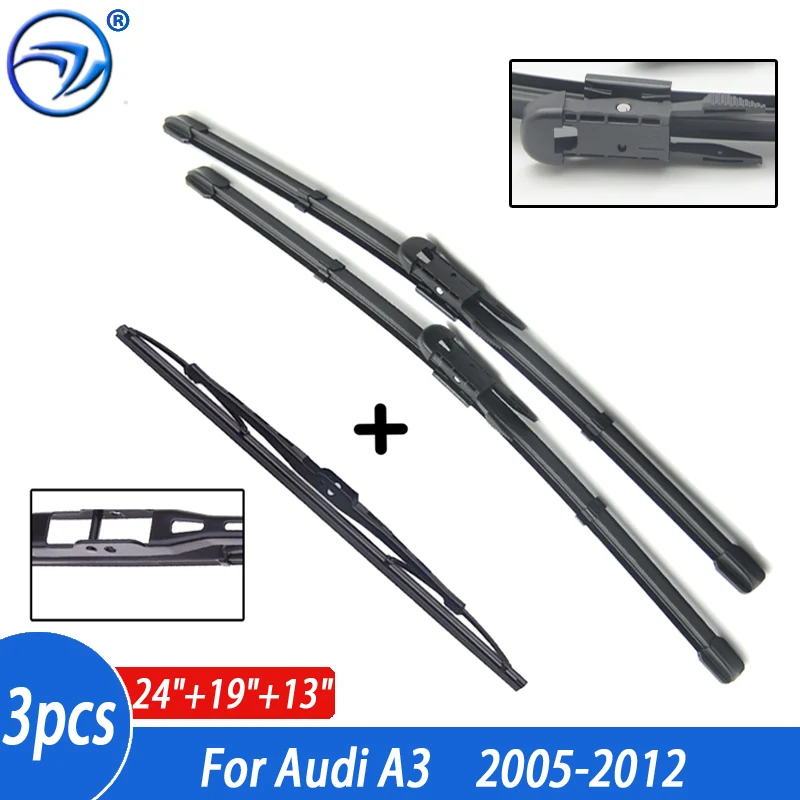 Wiper Front Rear Wiper Blades Set For Audi A3 8P 2005-2012 Windshield Windscreen 24