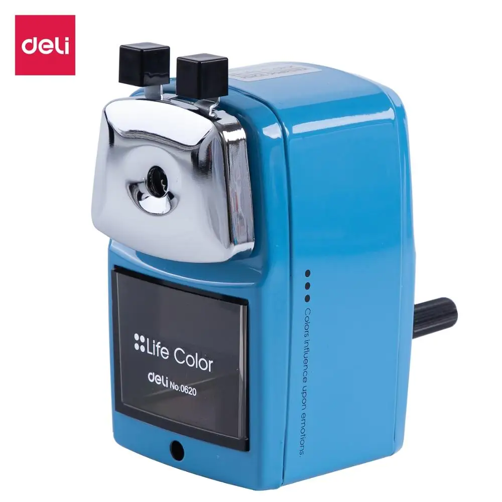 Deli 0620 full shell machine hand pencil sharpener Metal pencil sharpener school students pencil machine Large pencil sharpener