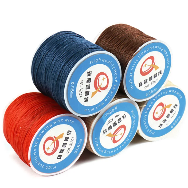 0.6mm Round Line Stitching Thread Waxed Cord Wax String for Leather Craft Sewing DIY Jewelry Making