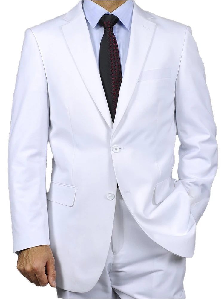 

Custom Made Groom Tuxedo Terno Para Noivo, Bespoke White Suits,2 Button Notch Flap Pocket, Tailor Made Wedding Suits for men