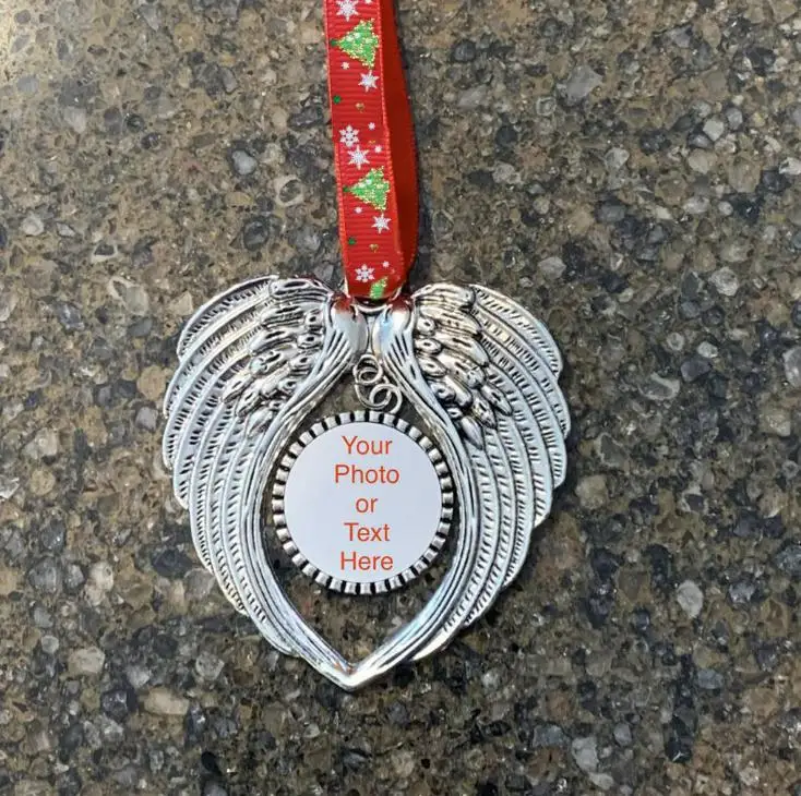 sublimation christmas ornament decorations angel wings shape blank Add your own image and background NEW SN3427