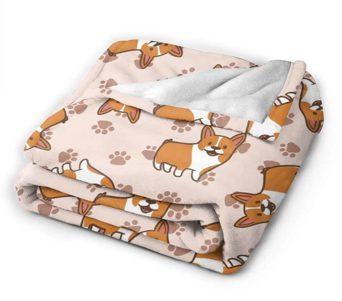 Corgi Dogs flanella Fleece Throw coperta soggiorno camera da letto divano Warm Soft Paw Print coperta da letto per bambini adulti per tutte le