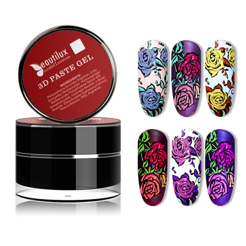 

Beautilux 1pc 3D Emboss Carving Painting Gel Paste Nail Polish Soak Off UV LED Gel Lacquer Varnish Esmalte 10g