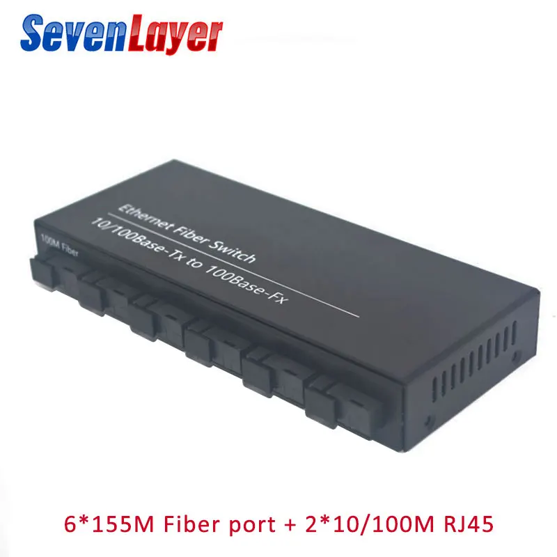 Fast Ethernet switch Converter 20KM Ethernet Fiber Optical Media Converter Single Mode 2 RJ45 and 6 SC fiber Port 10/100M