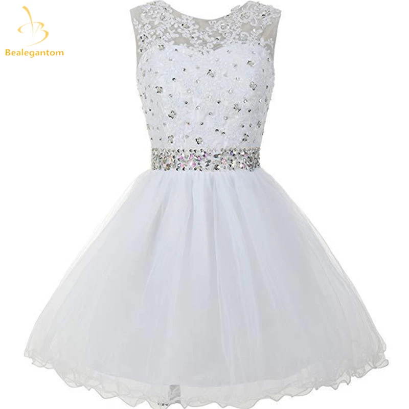 Bealegantom Newest Mini Homecoming Dresses With Appliques Beads Short Prom Party Gown Graduation Dress Formatura QA1560