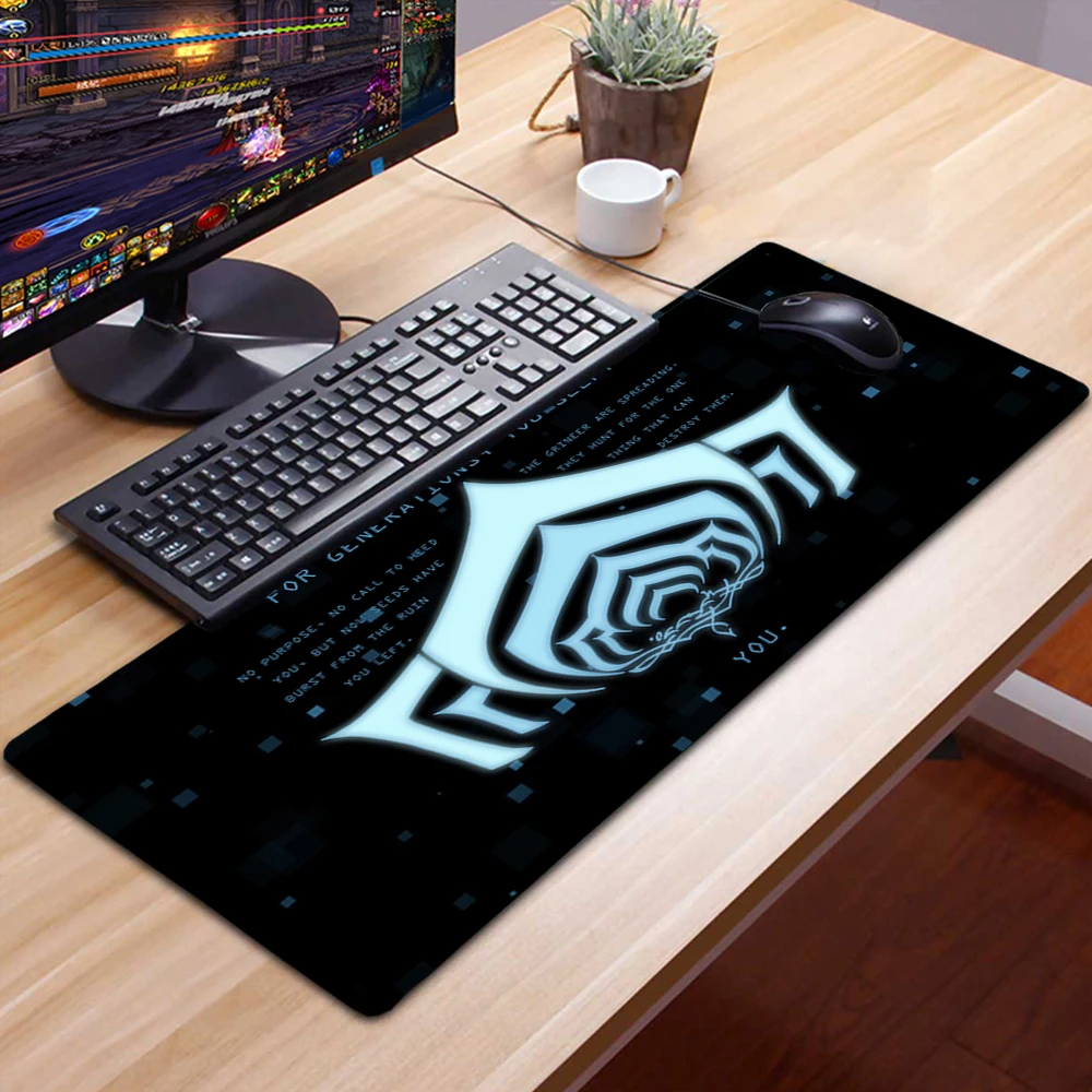Warframe Hero gioco Mousepad Alfombrilla accessori da gioco Tappetino per Mouse antiscivolo XXL Tappetino 90x30 Tappetino Mouse Tapis De Souris