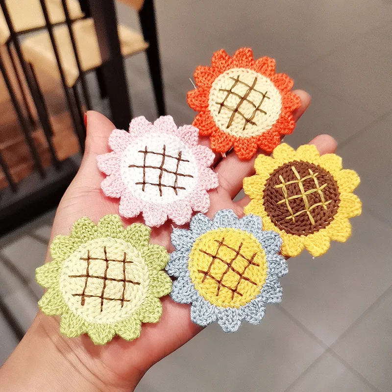 New Sweet Lovely Sunflower Yarn Flower Leaves Hair Clip BB Clip Word Duck Hairpin Barrettes for Women Girls Hair Claw Headwear