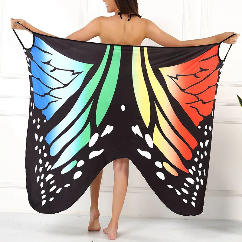 Sexy Schmetterling Drucken Abdeckung Up Bademode Frauen Kleid Sommer Tunika Bikini Bad Sarong Wrap Rock Badeanzug Elegante Dame Beachwear