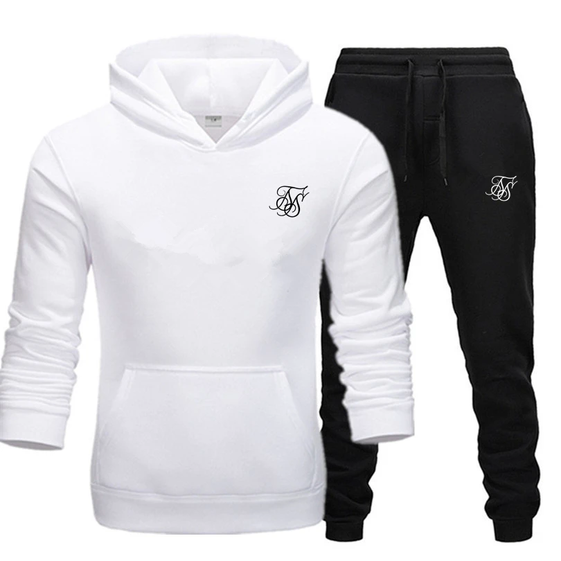 Sik Zijde Mannen Merk Nieuwe Sets Mode Herfst Lente Sporting Suit Sweatshirt Trainingsbroek Heren Kleding 2 Stuks Sets Slanke Trainingspak