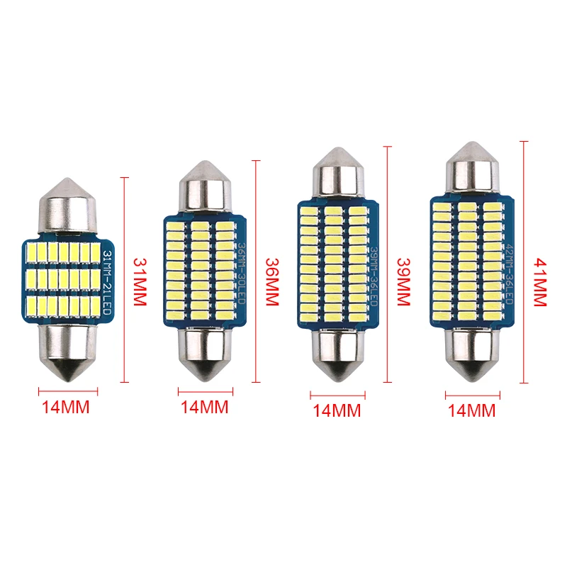 페스툰 자동차 LED 조명, 아이스 블루 웜 화이트, 번호판 램프, DC 12V 자동 돔 조명, 실내 실내 전구, C5W 31-36-39-41MM, 2X