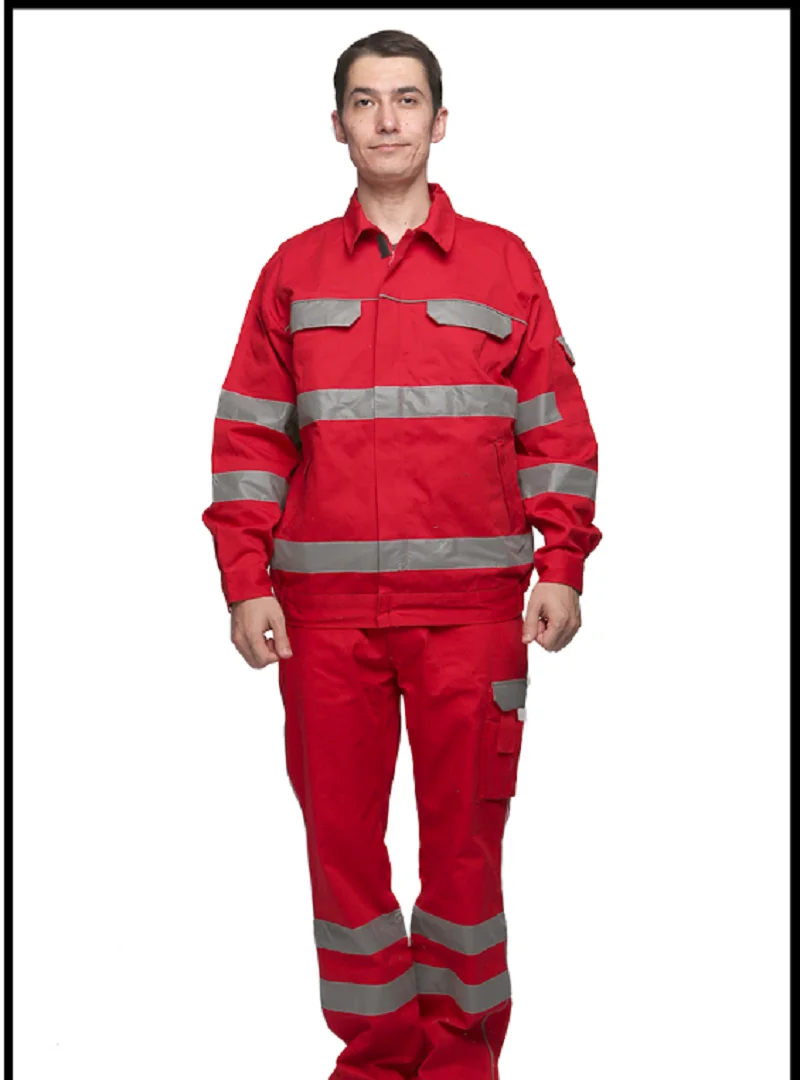 Hi Viz Safety Coverall Durable Reflective Wear-Resistant Uniforms Cotton Welding Suit Workshop Mechanic Electrician Working Suit