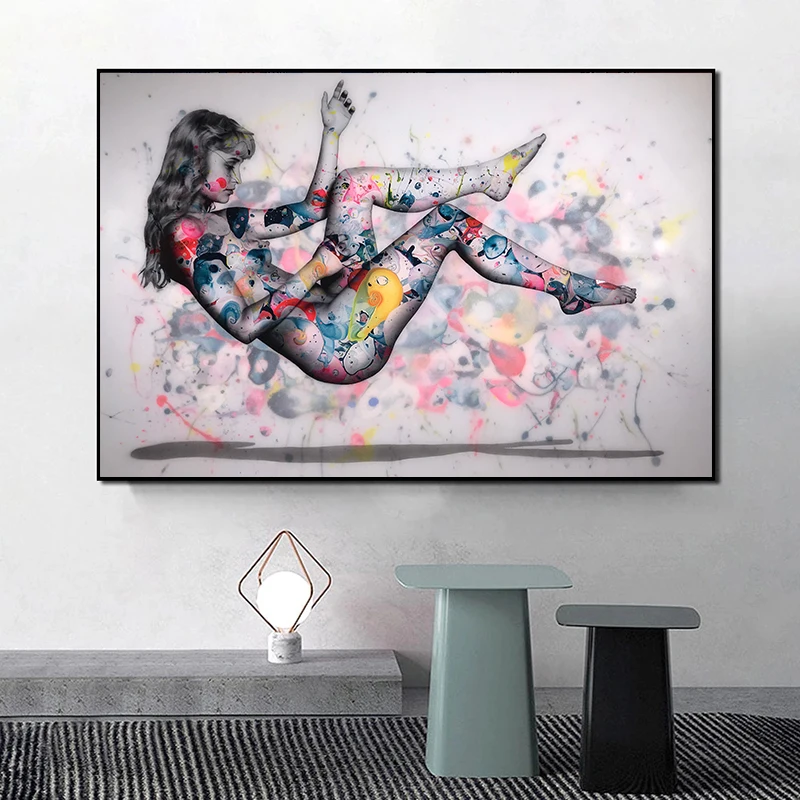 

Nude Art Graffiti Painting Sexy Girls Wall Art Pictures Canvas Painting Posters and Prints Cuadros for Living Room Home Decor