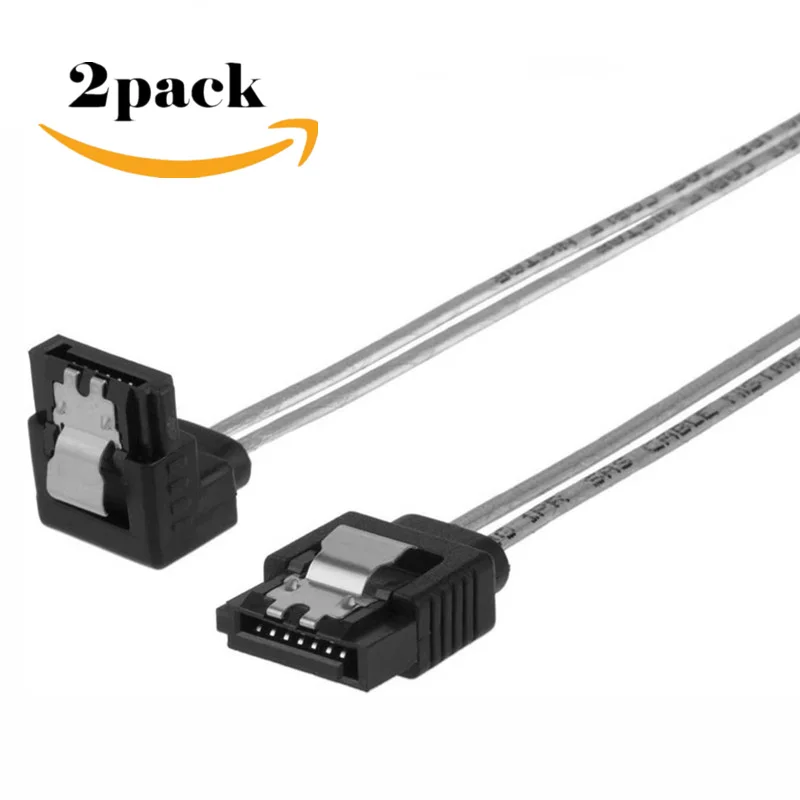 2pack 90 grad SATA kabel SATA 7-pin weibliche auf die untere ecke der weibliche daten kabel mit locking latch silber