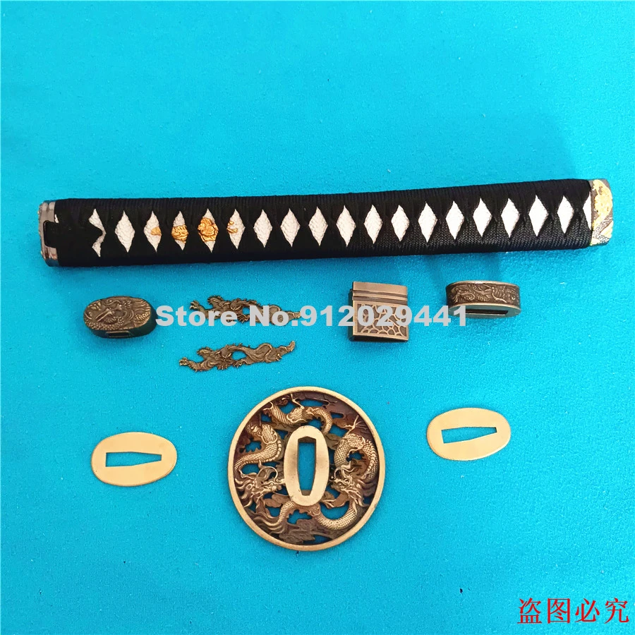 Nice Japan 30cm Handle Tsuka Alloy Guard Tsuba Kashira Fuchi Menuki Seppa Habaki For Japanese Sword Samurai Katana Fittings