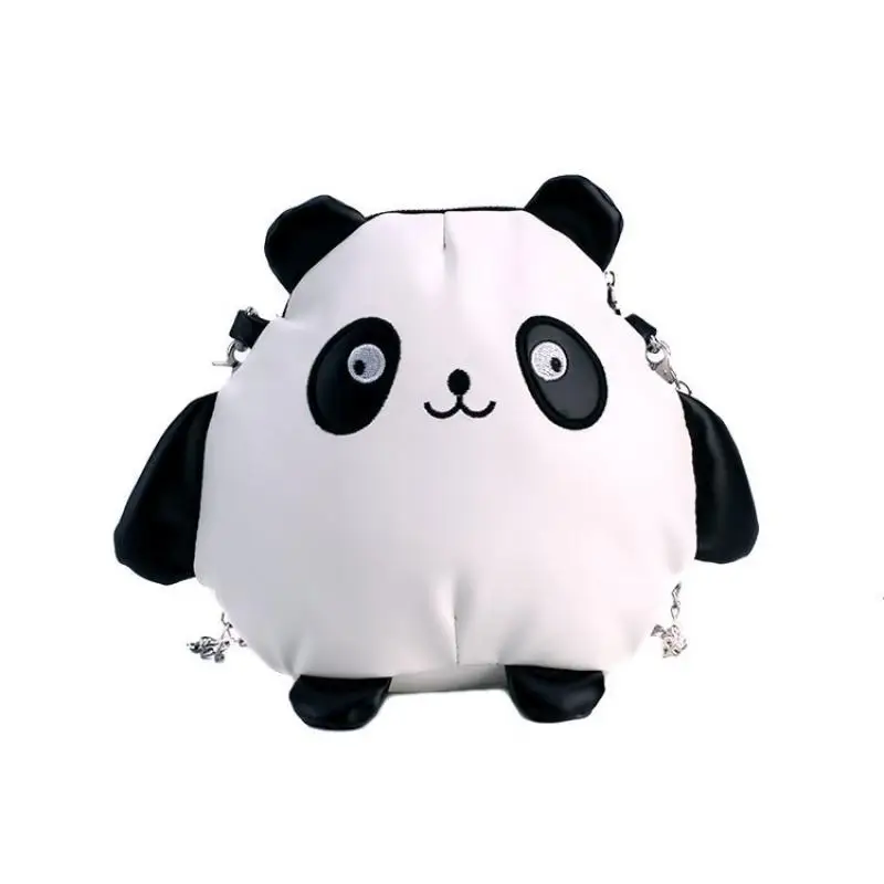 Cartoon Funny Personality Childlike Pu Panda Shoulder Bag Fashion Hit Color Cute Ugly Chain Messenger Bag