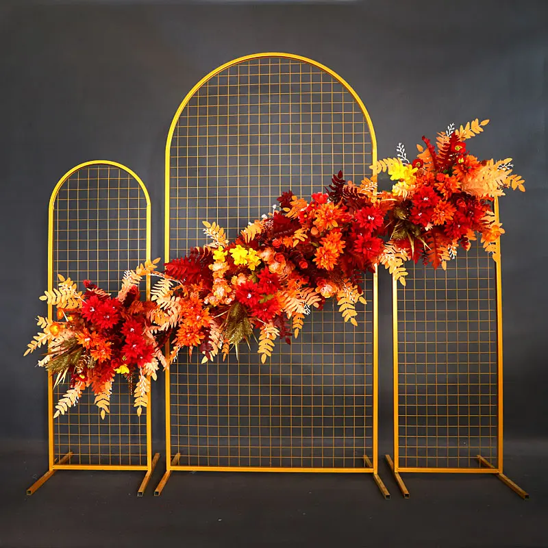 Wedding arch Grid screen iron decorative props wedding scene layout stage background mesh screen arch metal Flower stand