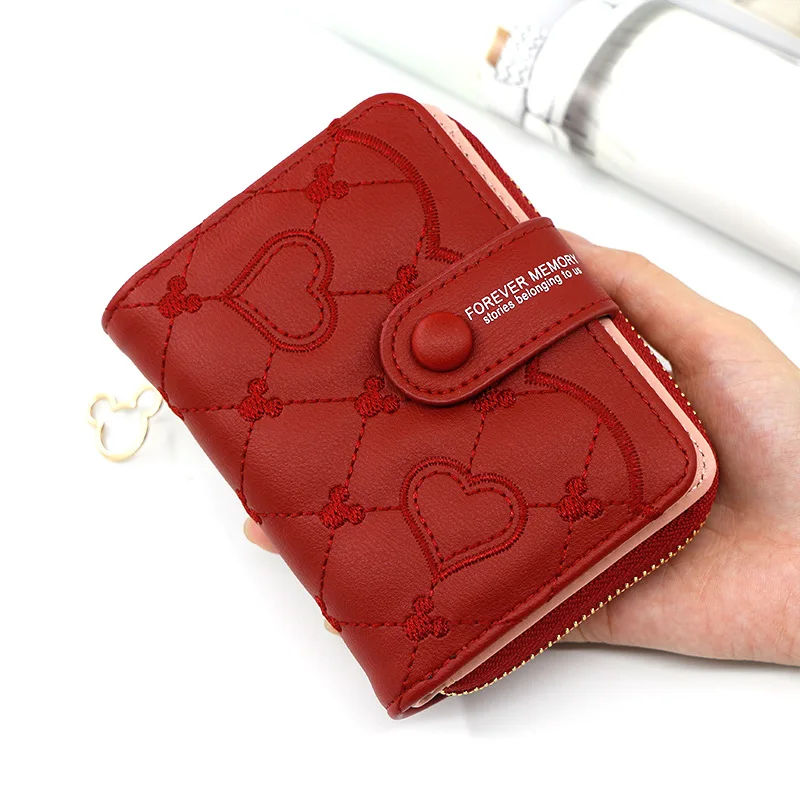 Women's Wallets Luxury Brand Red Black Small Mini Coin Purse Hasp Card Holder Lady Wallet Zipper Female Leather Buckle Wholesale