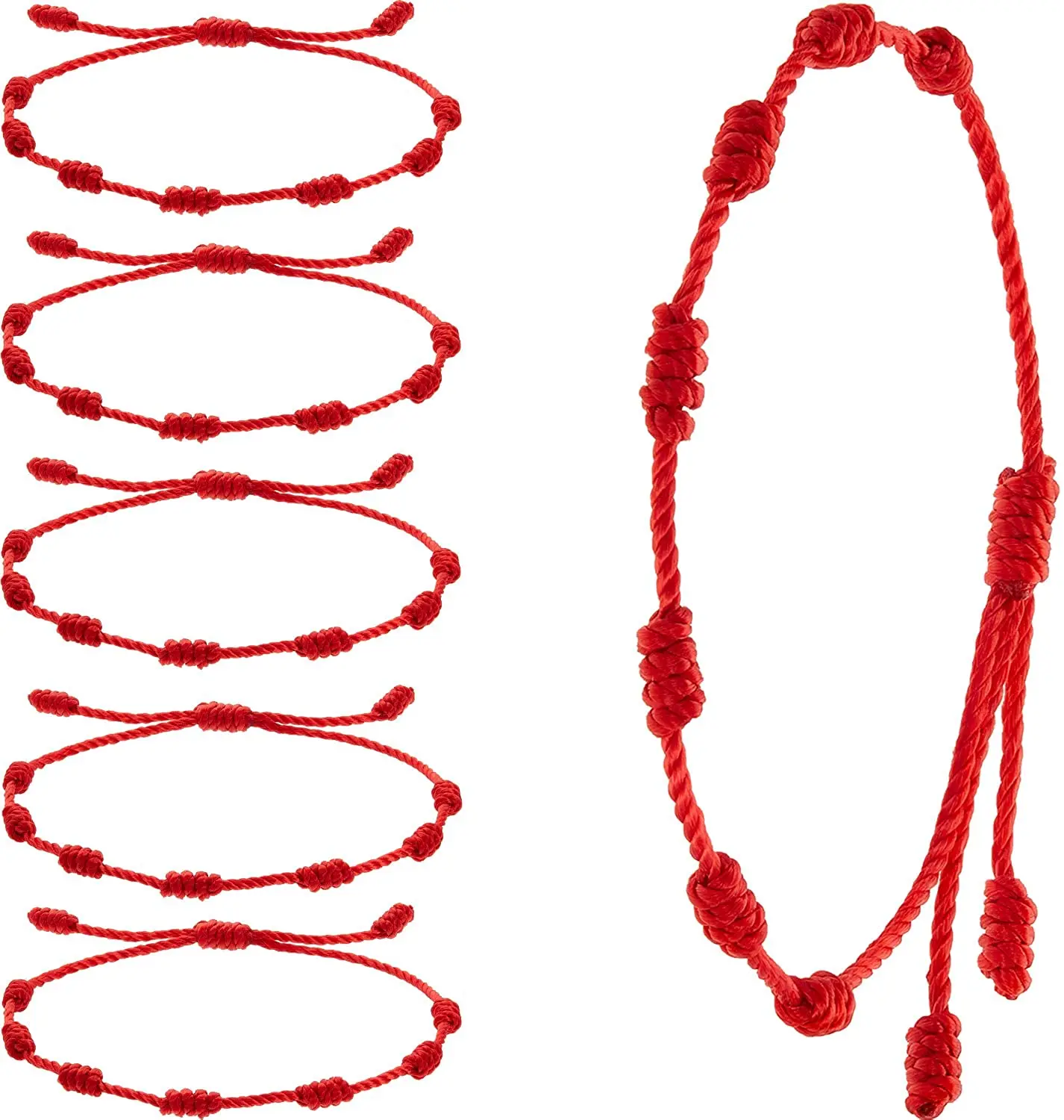 Boho  12pcs  7 Lucky Knot Red String Wholesale Bracelet Women Kid Pretty Nice Cute Handcrafted Cord Adjustable Summer Jewelry