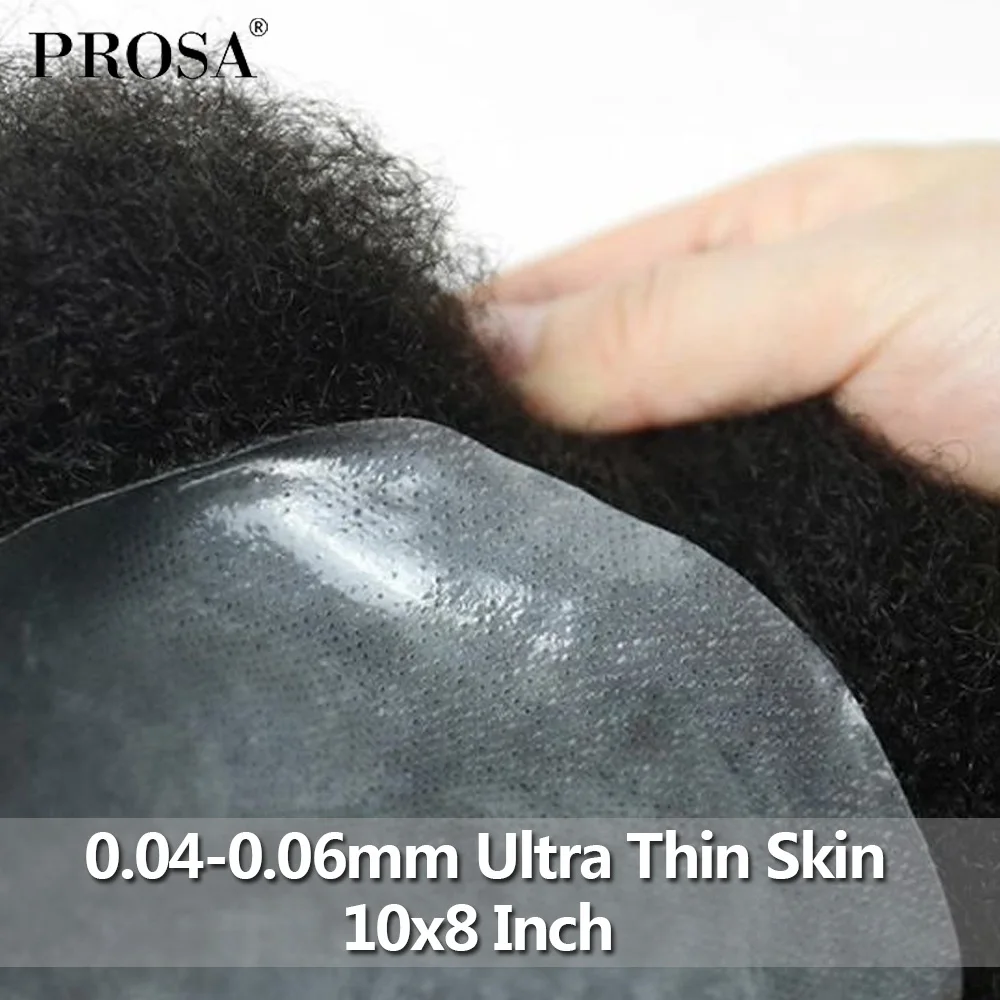 8X10 Afro Curl Pria Wig Pria Kulit Tipis V Melingkar Rambut Sistem Wig untuk Pria Fashion pria Alami Wig Pria Palsu Alami Pria