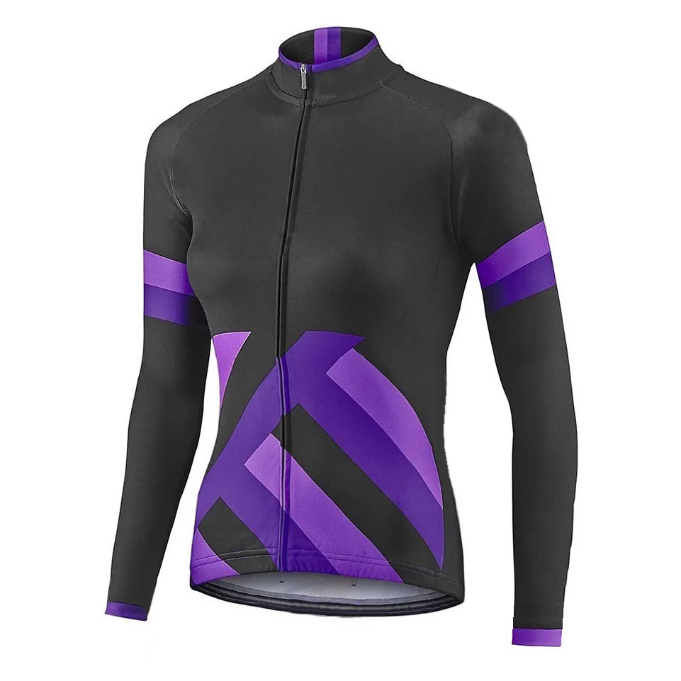 JoseMX maglia da ciclismo a maniche lunghe da donna abbigliamento da bici da bicicletta camicia sportiva con bavaglino MTB viola Motocross Mountain