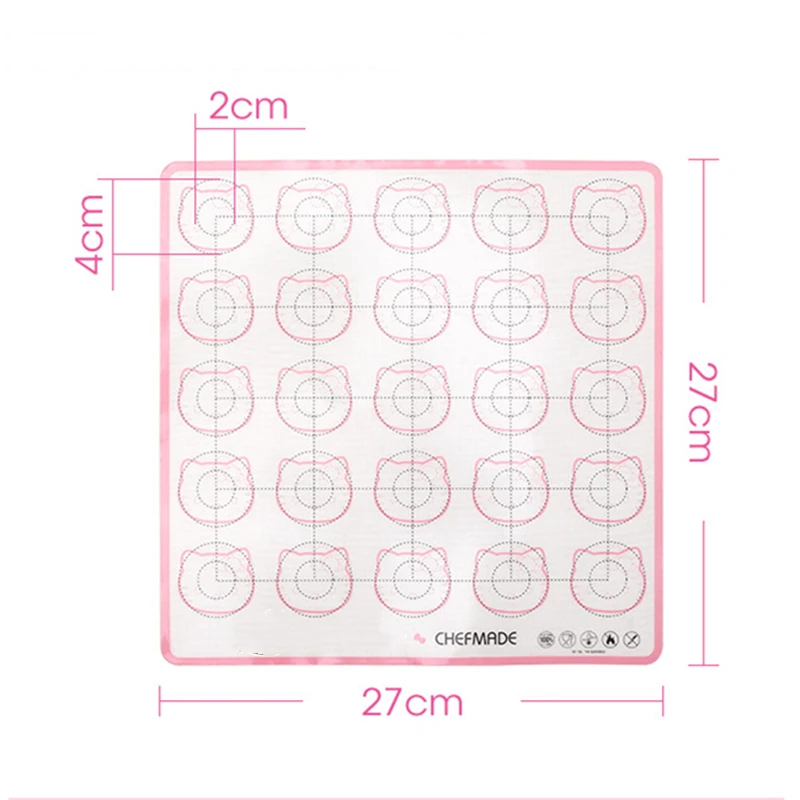 CHEFMAD Pink Macaron Biscuit Mat High Temperature Resistant Non-slip Silicone Mat Kneading Mat Kitchen Baking