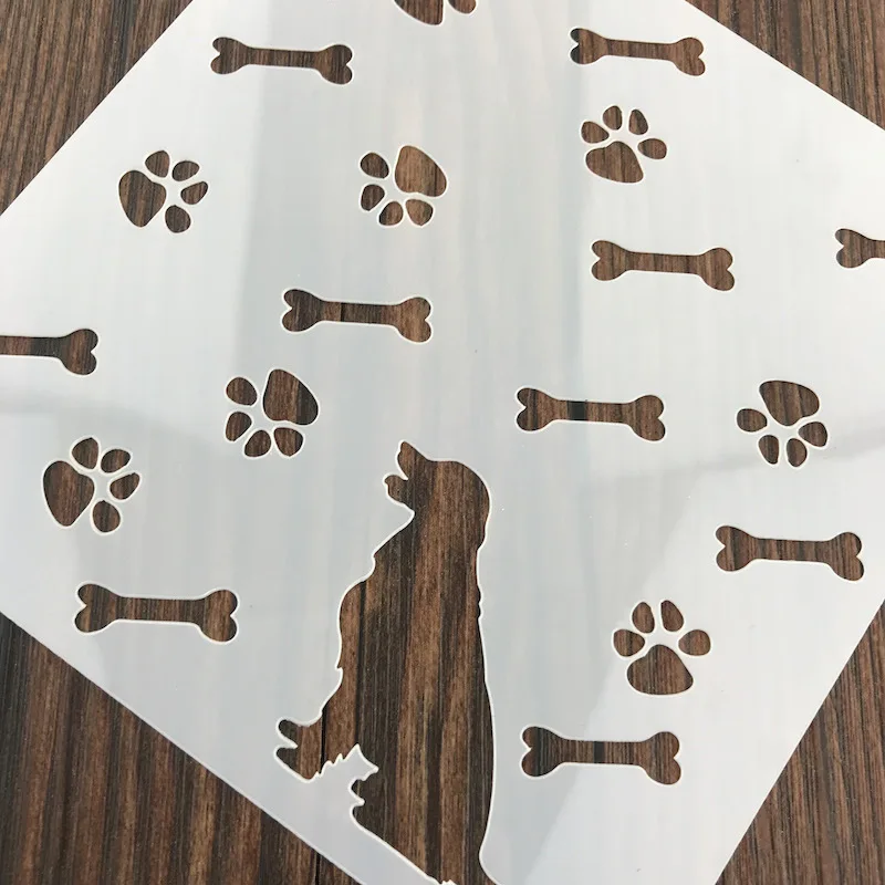 13cm Dog Paw Footprint Bone DIY Layering Stencils Wall Painting Scrapbook Coloring Embossing Album Decorative Template