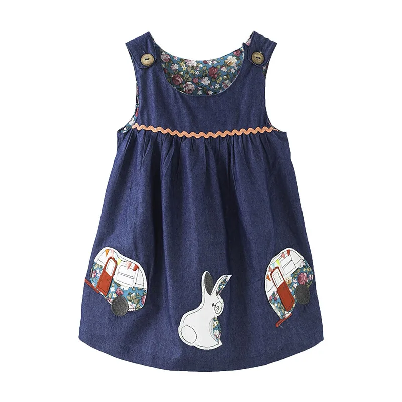 Jumping meters Summer Princess Dresses for Baby Girls Cotton Clothing Animals Applique Children's Girls Birthday Party Dresses