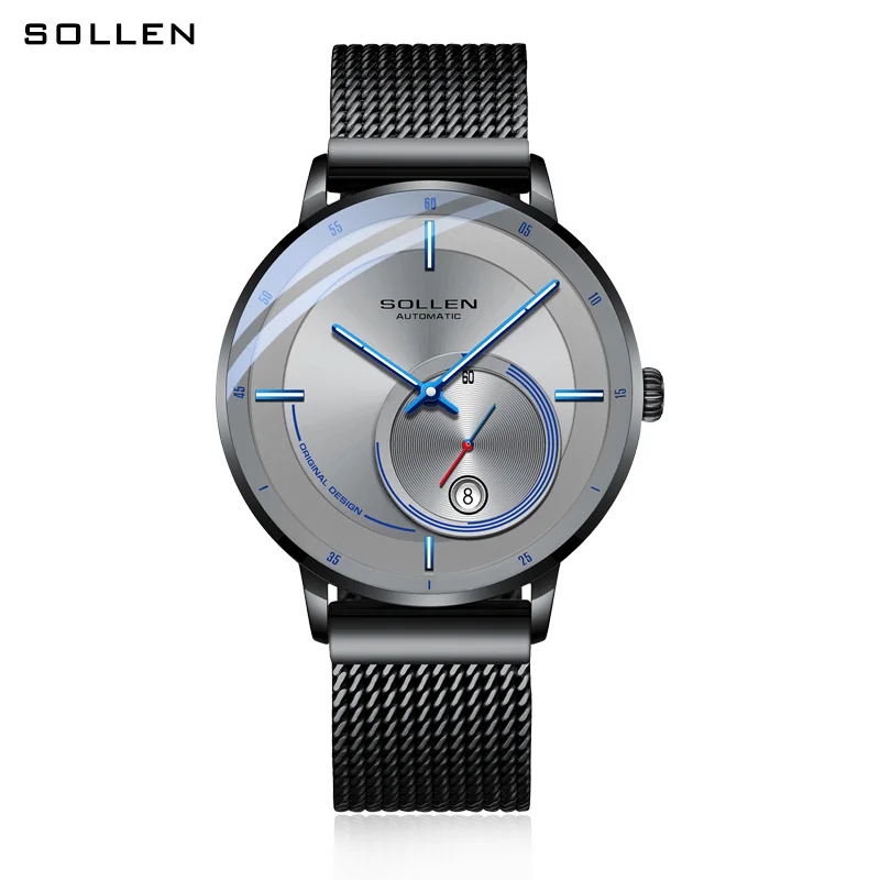 New Switzerland SOLLEN Luxury Brand Japan MIYOTA Automatic Mechanical Men‘s Watches Waterproof Luminous Auto Date Clock SL309