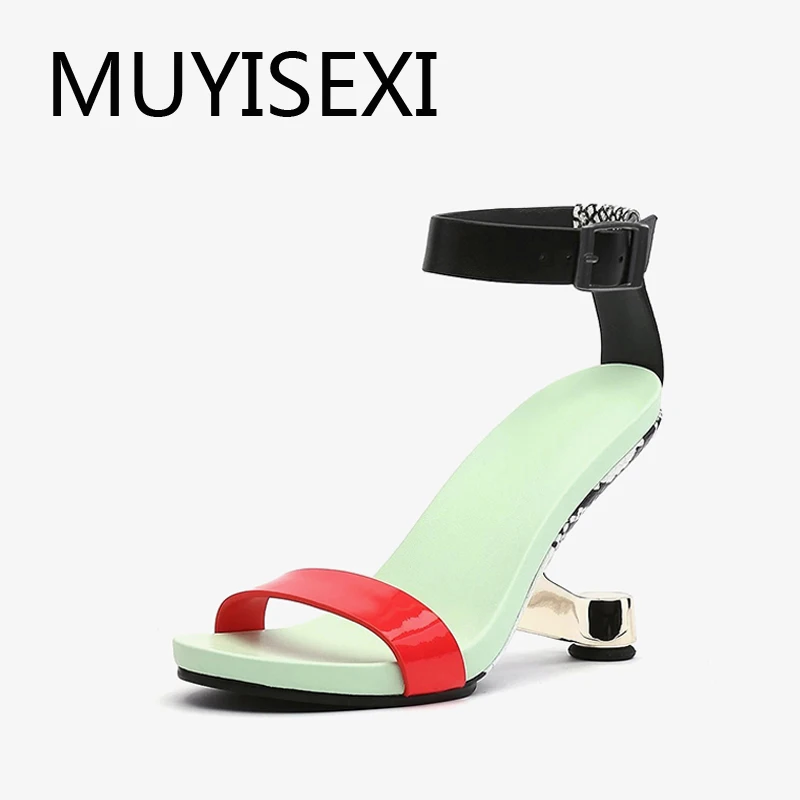 

Women new fashion style sandals women grain leather peep toe 8cm high heels dating wear buckle straps shoes HL258 MUYISEXI