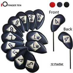 10/11/12 Pcs Double Sided Universal Leather Golf Club Head Covers Irons Fit Main Iron Clubs Both Left and Right Handed Golfer