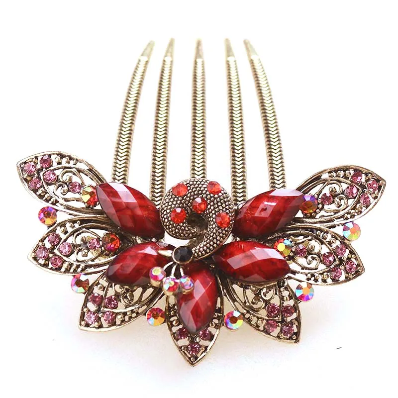 Morkopela Peacock Hair Comb Clip Chinese Hair Pin Jewelry Banquet Rhinestone Hairpin Hair Accessories For Women